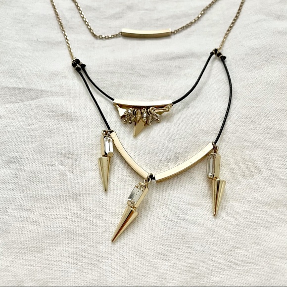 3-tier Gold and Black Necklace - Picture 3 of 3